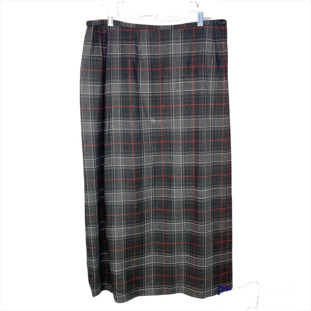 Vintage ELISABETH by LIZ CLAIBORNE Gray Plaid Skirt 14